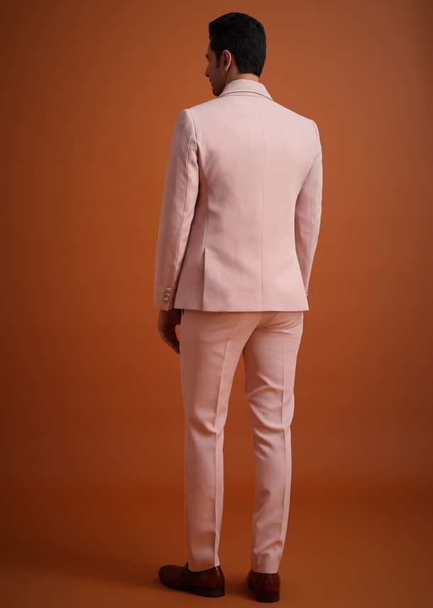 Beige Tuxedo And Pant Set With Cutdana Embellishments Beige Tuxedo And Pant Set With Cutdana Embellishments