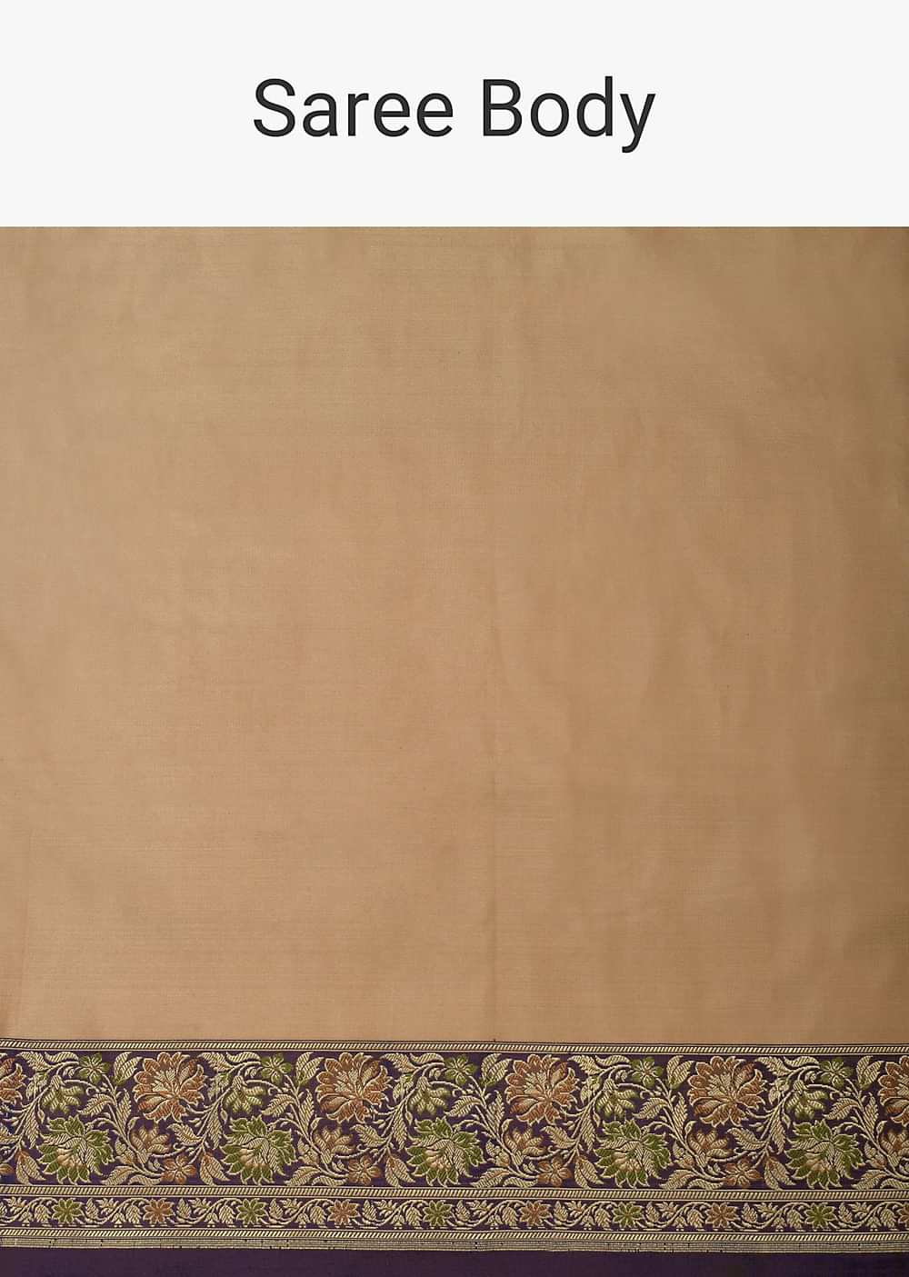 Beige Valkalam Banarasi Saree In Satin Crepe With Unstitched Blouse Piece