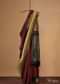 Blood Red Kanjivaram Silk Saree With A Beautiful Temple Border And Unstitched Blouse