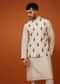 Beige White Motif Embroidered Bandi Jacket Set In Silk