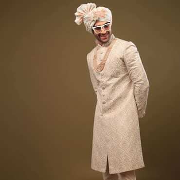 Candy Pink Thread Embroidered Silk Sherwani Set