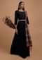 Black Anarkali Suit In Cotton Silk With Sequins And Zari Buttis All Over