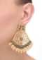 Black And Gold Earrings Carved In Floral Pattern With Crystals And Dangling Pearls  Online - Kalki Fashion
