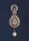 Black And Gold Plated Crystal Studded Drop Shaped Danglers With Stones And Dangling Pearl Online - Kalki Fashion