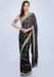 Black And Grey Saree In Shaded Heavy Embroidered Satin Chiffon Online - Kalki Fashion