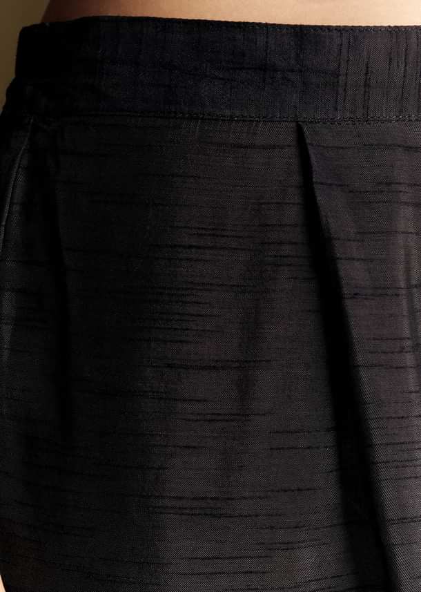 Black Chanderi Anarkali Suit With Moti And Sequins Work