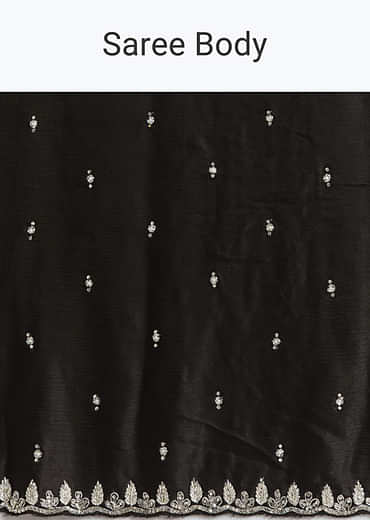 Black Chinon Saree With Stone And Cutdana Embroidery