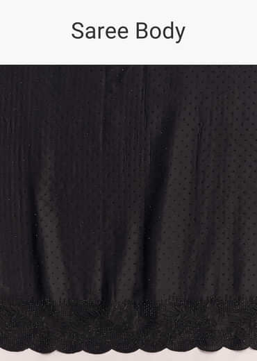 Black Chinon Saree With Thread And Stone Embellishments