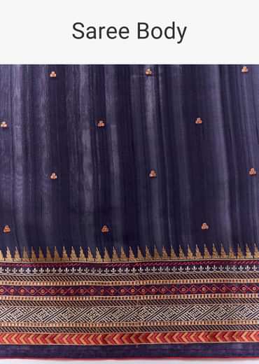 Black Cotton Linen Woven Saree with Blouse Fabric