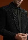 Black Cotton Satin Suit Set With Hand Embroidery