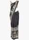 Black cotton silk saree in tribal print only on Kalki