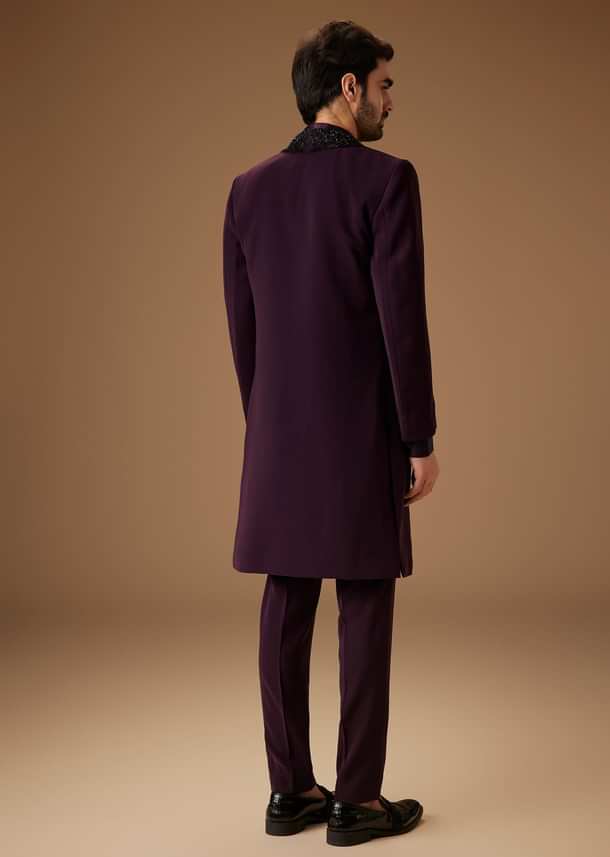 Black Cut Dana Work Indo Western Tuxedo