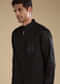 Black Cutwork Mens Jacket Kurta and Pant Set