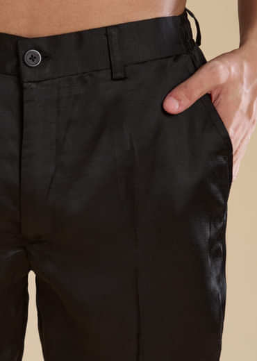 Black Cutwork Mens Jacket Kurta and Pant Set