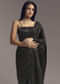 Black Embellished Chinon Saree With Floral Resham Work