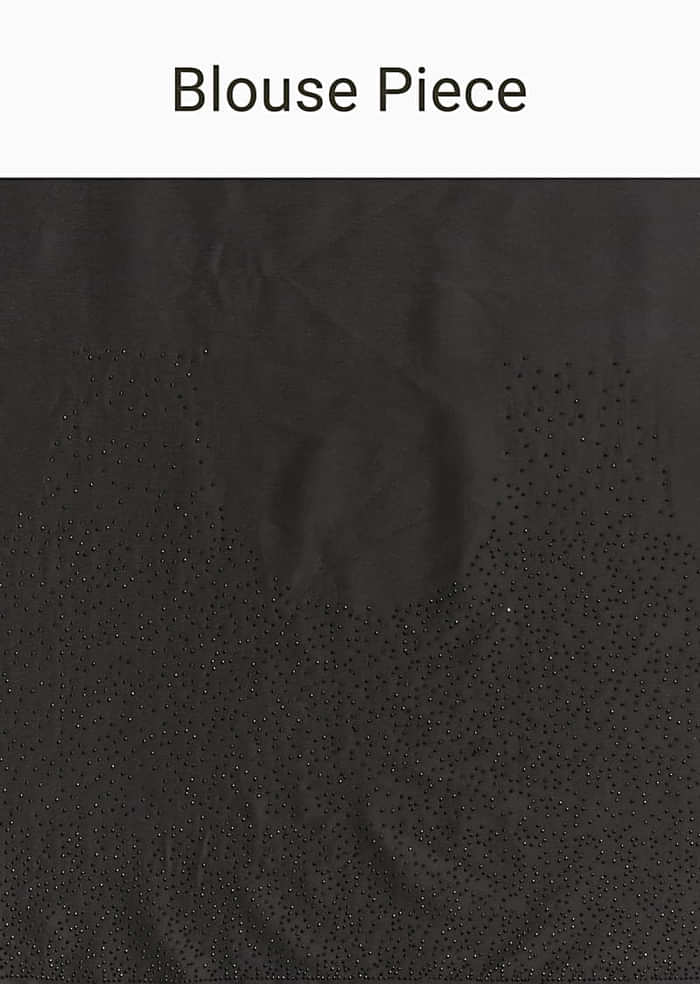 Black Embellished Chinon Saree With Floral Resham Work