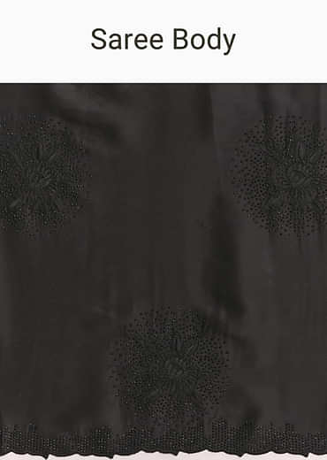 Black Embellished Chinon Saree With Floral Resham Work