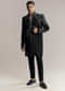 Black Imported Satin Organza Indo Western For Men With Zardosi Embroidery