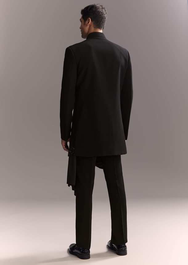 Black Indo Western Set For Men With Heavy Hand Work Black Indo Western Set For Men With Heavy Hand Work