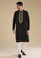 Black Linen Embroidered Mens Kurta Set
