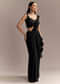 Black Lycra Ready Pleated Saree With Embroidery And Matching Blouse