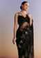 Black Net Saree With Golden Sequins And Cutdana Embroidery