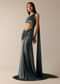 Black One Shoulder Fishcut Gown With Attached Drape