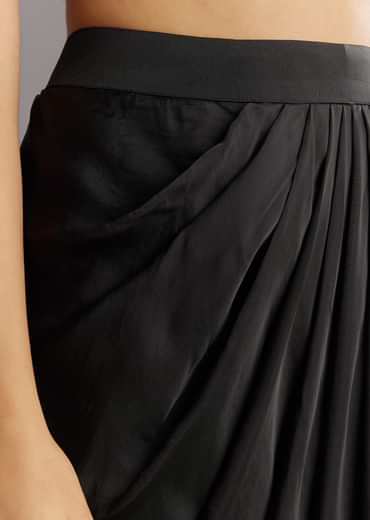 Black Organza Jacket and Satin Dhoti Palazzo Set With Zardosi Embroidery