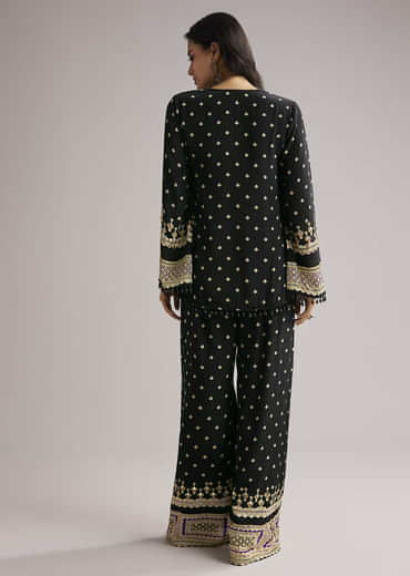 Black Printed Co Ord Set With Kurta And Palazzo