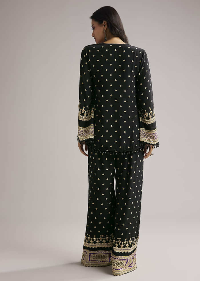 Black Printed Co Ord Set With Kurta And Palazzo