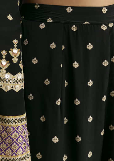 Black Printed Co Ord Set With Kurta And Palazzo