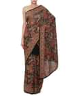 Black Saree With Resham Kashmiri Embroidery In Paisley Motif Online - Kalki Fashion