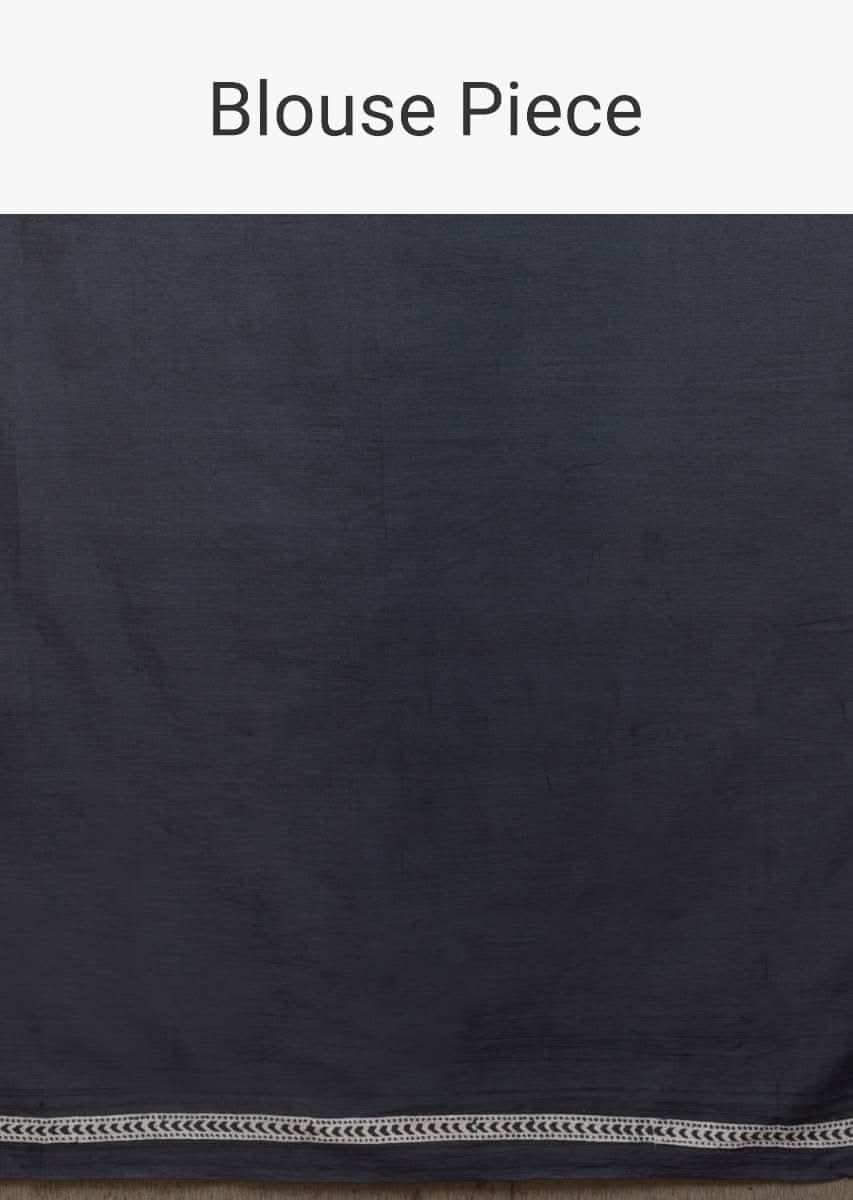 Black Saree In Cotton With Colorful Geometric And Floral Jaal Print All Over Online - Kalki Fashion