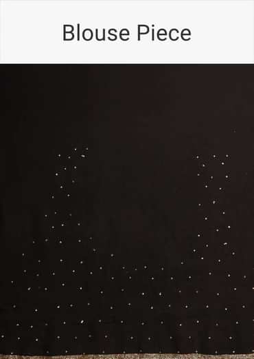 Black Saree In Georgette With Kashmiri Embroidery In Paisley And Floral Jaal