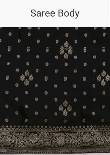 Black Saree With Woven Buttis In Brocade Weave