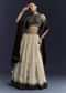 Black Satin Bridesmaid Lehenga With Hand Dyed Chevron Print Choli