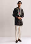 Black Silk Kurta Set With Bandhani Print