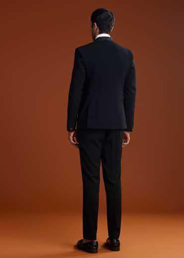 Black Suiting Coat Set With Cutdana Embroidery