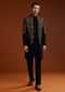 Black Suiting Indo Jacket Set With Zardosi Floral Embroidery