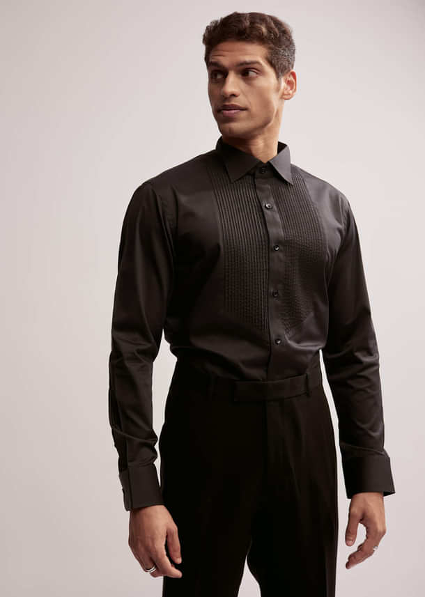 Black Tuxedo For Men With Resham Work Black Tuxedo For Men With Resham Work