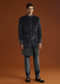 Black Velvet Indo Western Set For Men With Stone Work