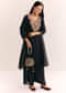 Black Zardosi Work Dola Silk Kurta Set With Organza Dupatta