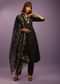 Black A Line Suit In Chanderi Cotton With Pin Tucks Detailing And A Zari Embroidered Organza Dupatta