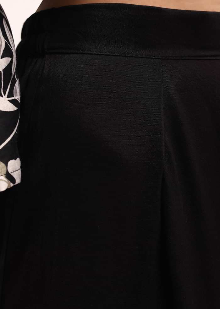 Black Abstract Printed Chanderi Kurta Palazzo Set