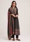 Black Ajrakh Printed Anarkali Set With Dupatta
