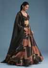 Black And Copper Lurex Glitter Lehenga Set With Fancy Choli