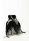 Black And Silver Potli Bag In Velvet With Bead Fringes In Chevron Design Online - Kalki Fashion