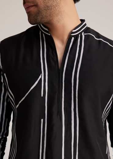Black and White Abstract Printed Kurta Set