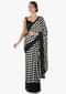 Black and white satin silk saree with unstitched blouse only on Kalki