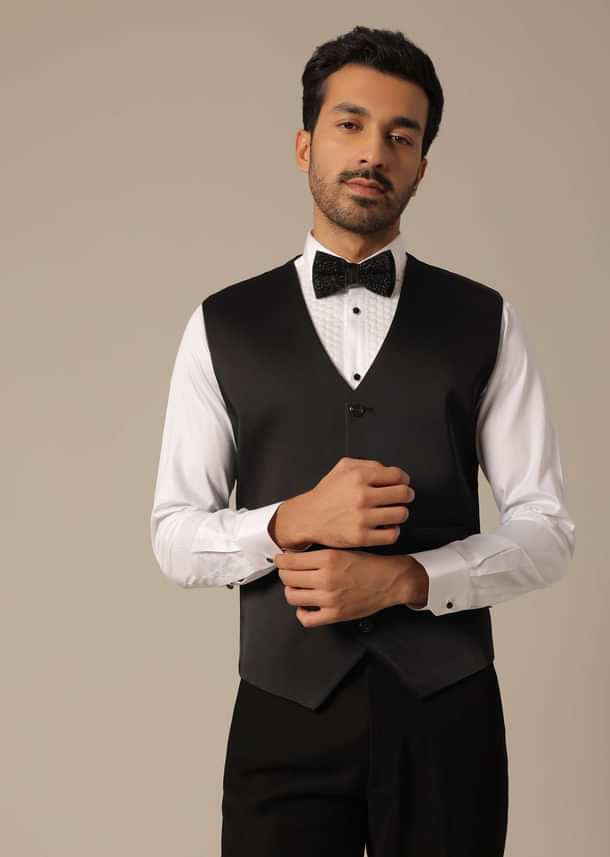 Black Blazer Set With Cutwork Detail